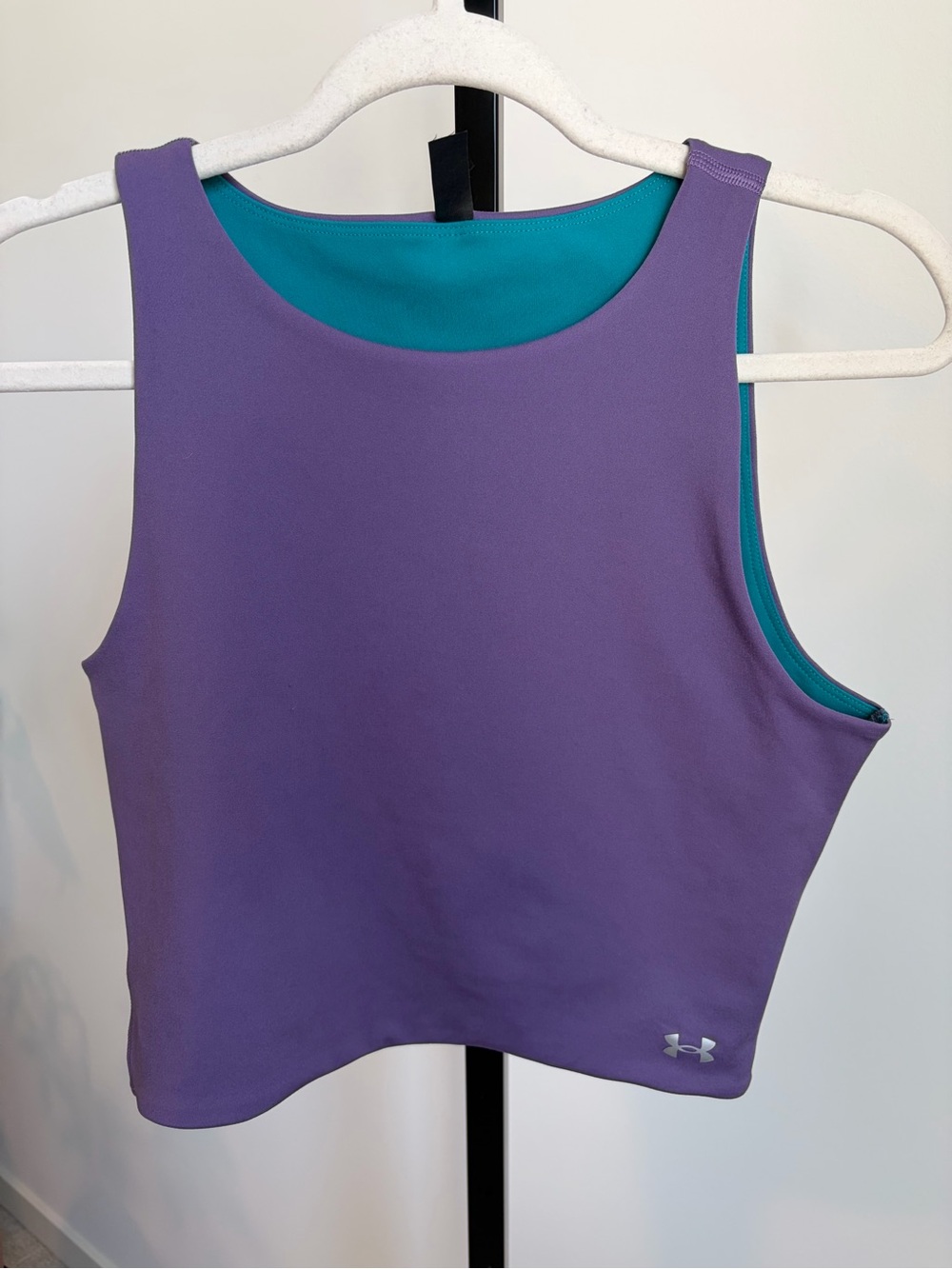 Under Armour Reversible Crop Tank Medium Purple Teal Athletic Workout Top